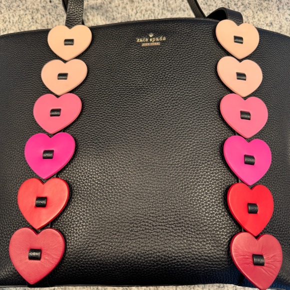 Kate Spade Yours Truly Ombre Heart Black Leather Tote - Picture 6 of 15